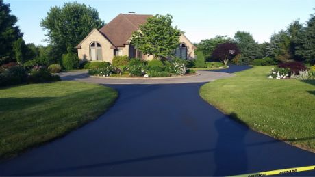 Newly constructed asphalt driveway